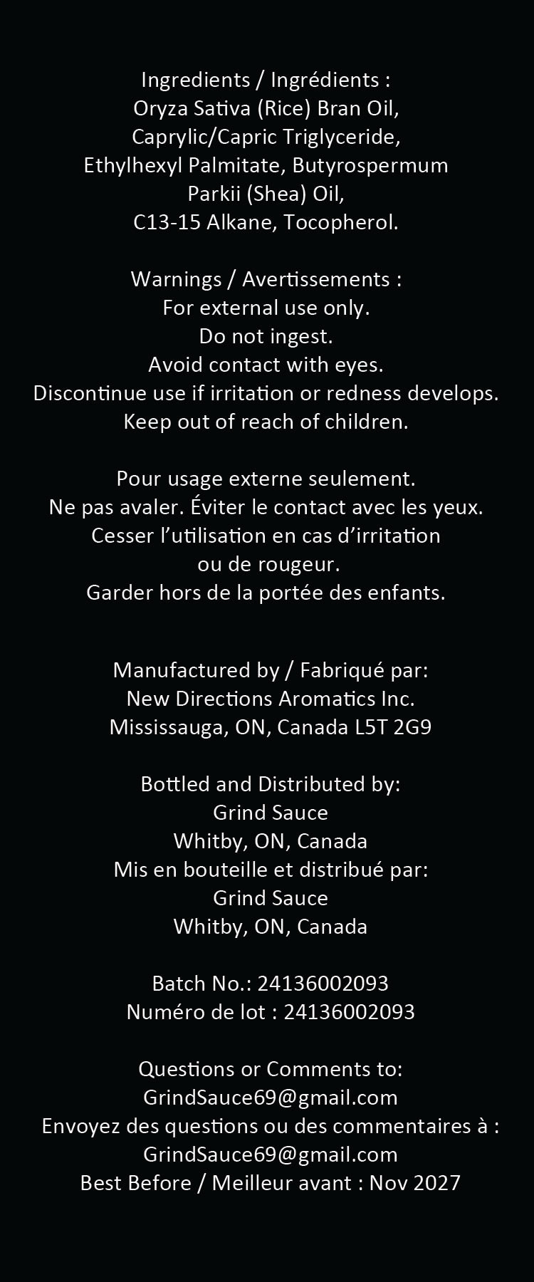 Grind Sauce – Vegan Massage Oil (8oz / 237ml)